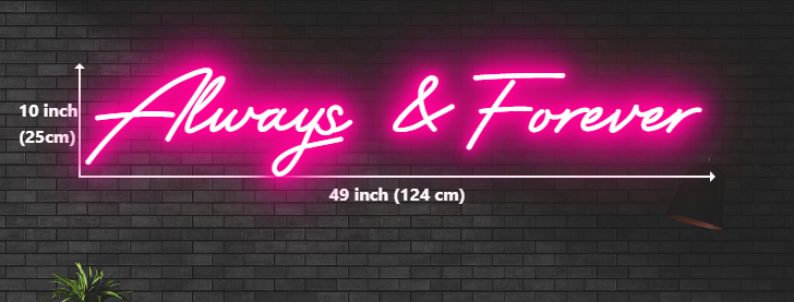 Vibrant neon sign showcasing the phrase "always & forever" in captivating colors
